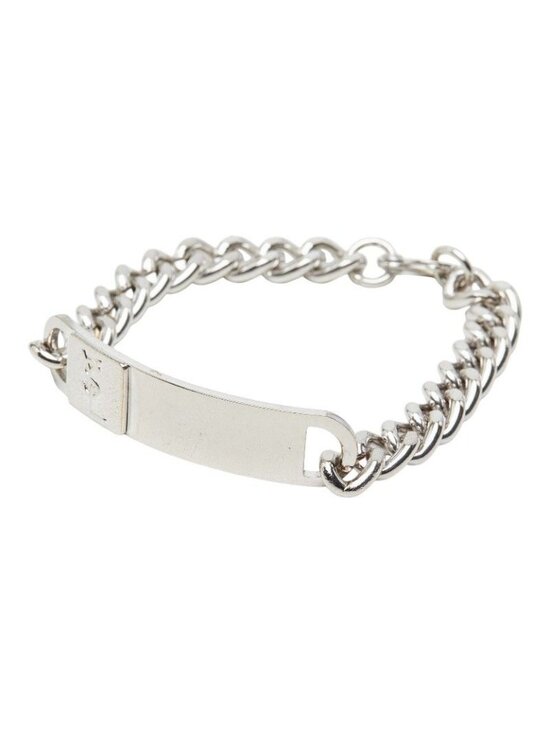 Yves Saint Laurent Jewelry - Saint Laurent YSL Logo Plate Chain Bracelet Silver Metal